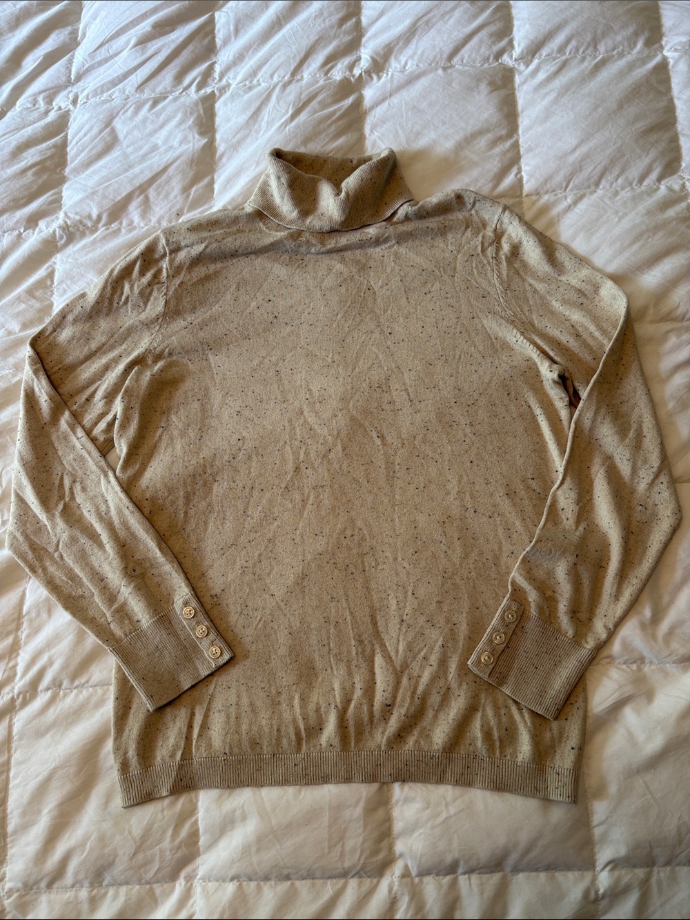 Talbots Button Cuff Turtleneck Sweater - Donegal, Size Medium